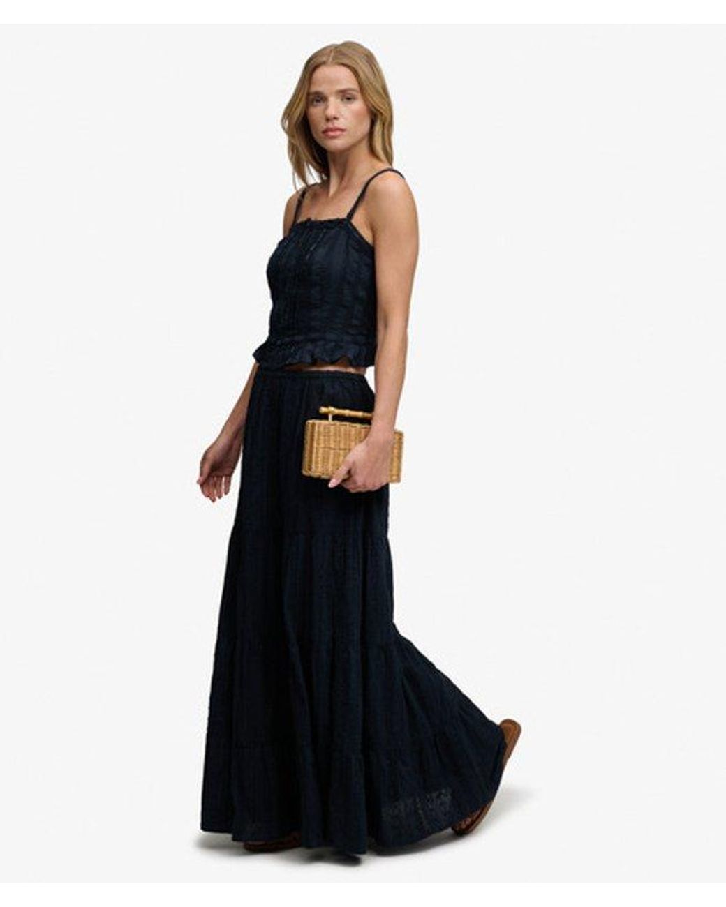 Superdry Black & Co Tiered Maxi Skirt