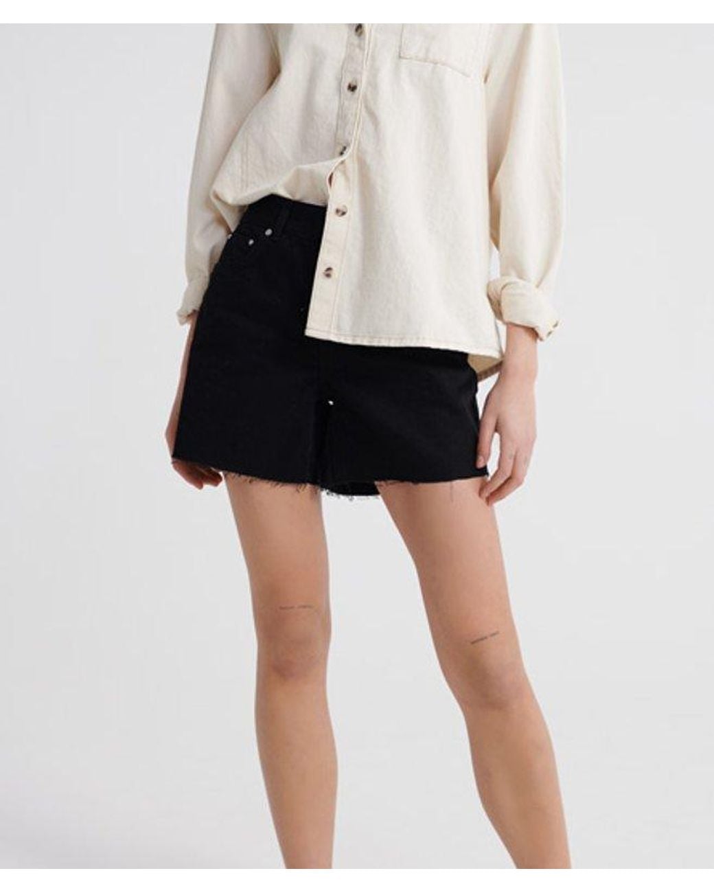 Superdry Black Denim Mid Length Shorts