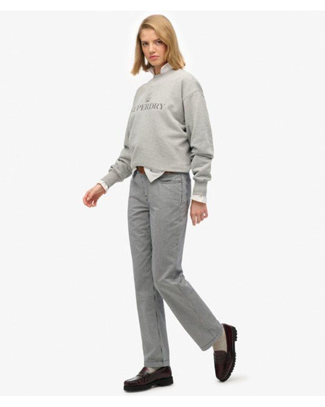 Superdry Gray & Co Mid Rise Straight Stripe Pants