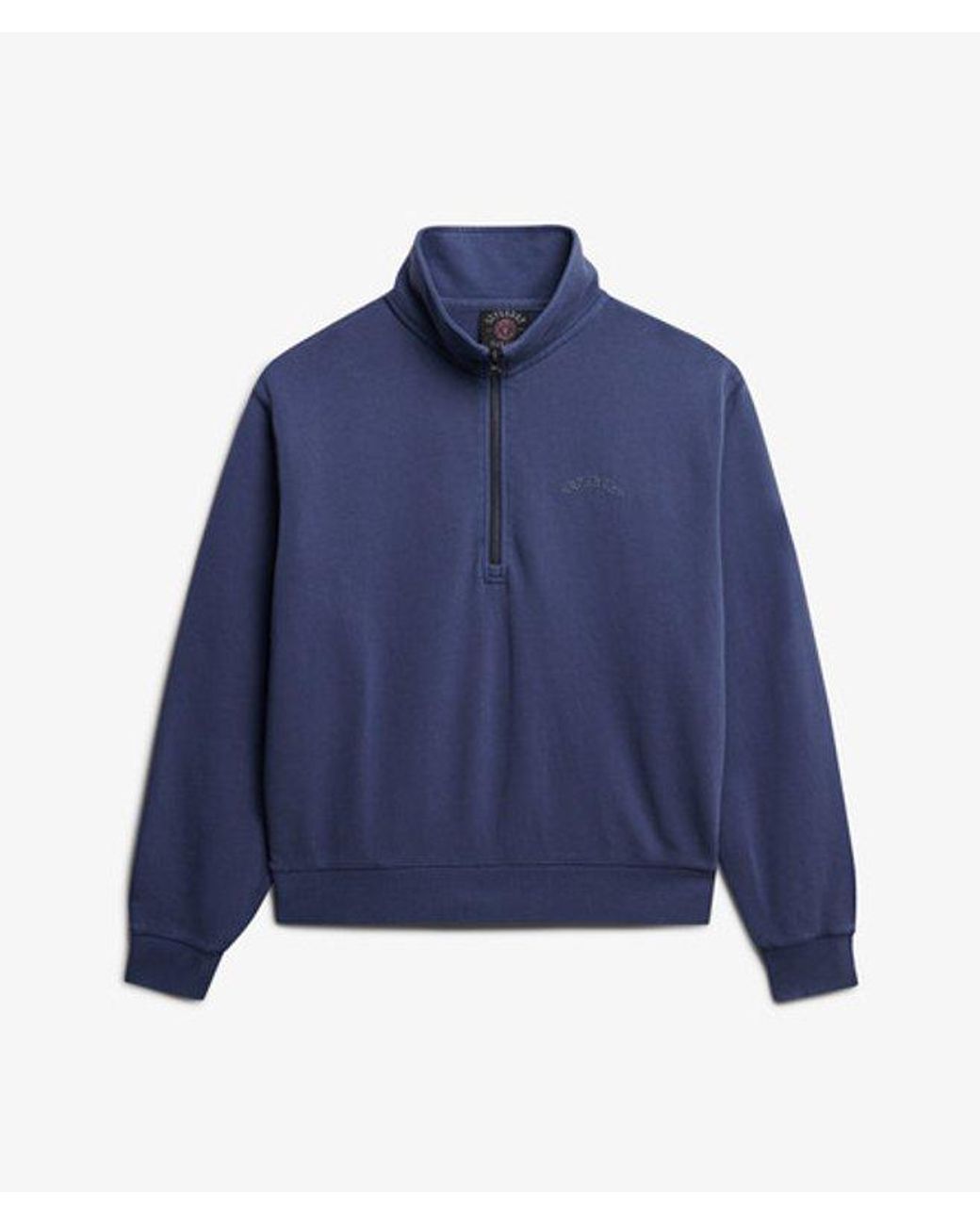 Superdry Blue & Co Essential Logo Garment Dye Half Zip Sweatshirt