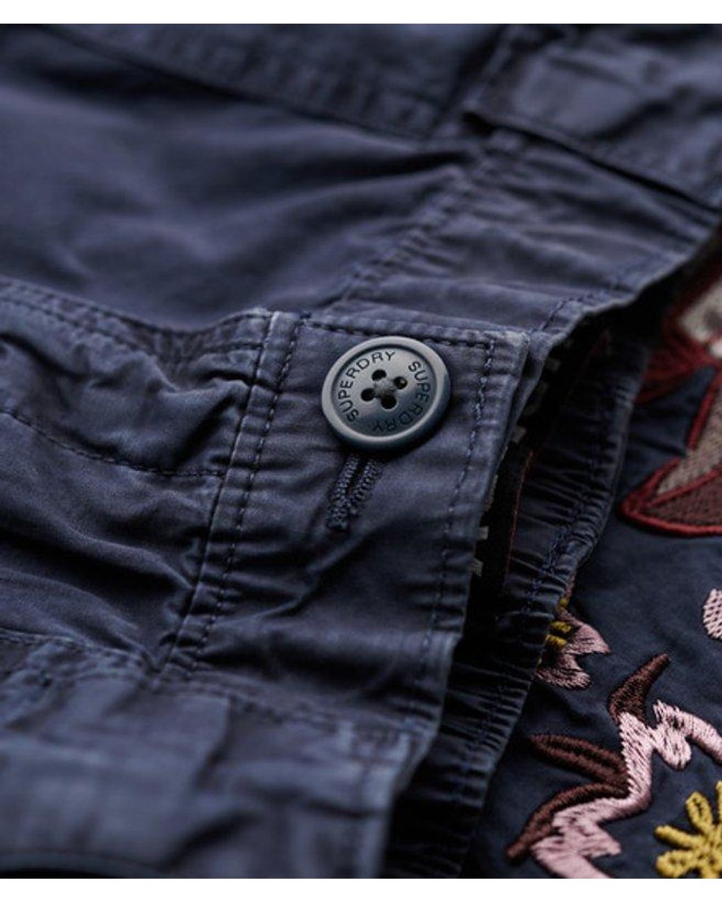 Superdry Blue & Co Low Rise Embroidered Cargo Pants