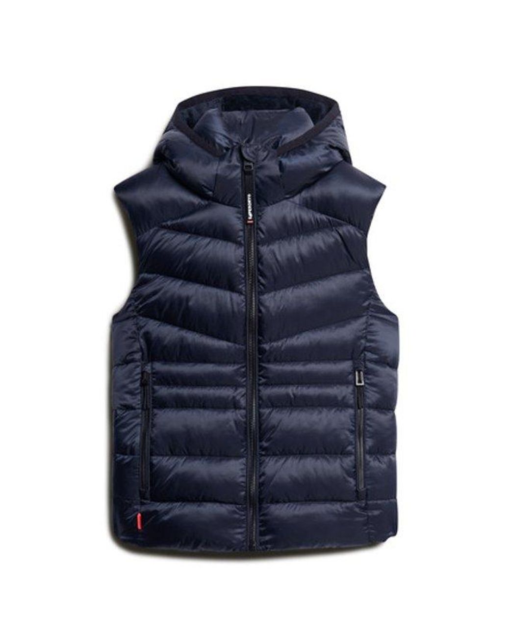 Superdry Blue Hooded Fuji Quilt Padded Gilet