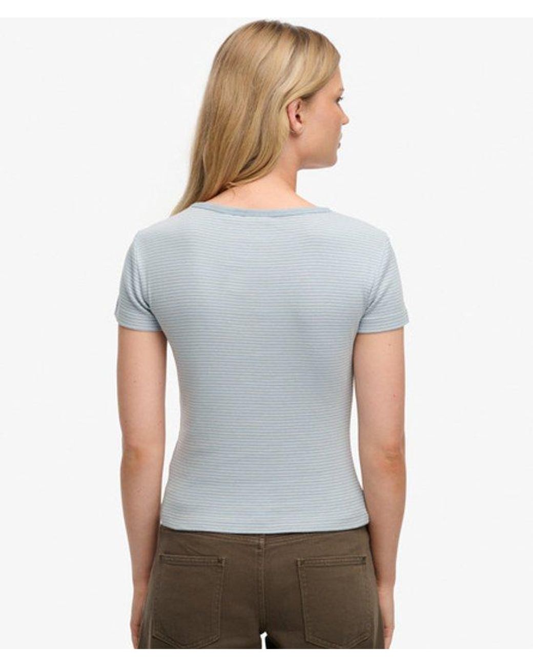 Superdry Gray & Co Athletic Essentials Striped Short Sleeve Top