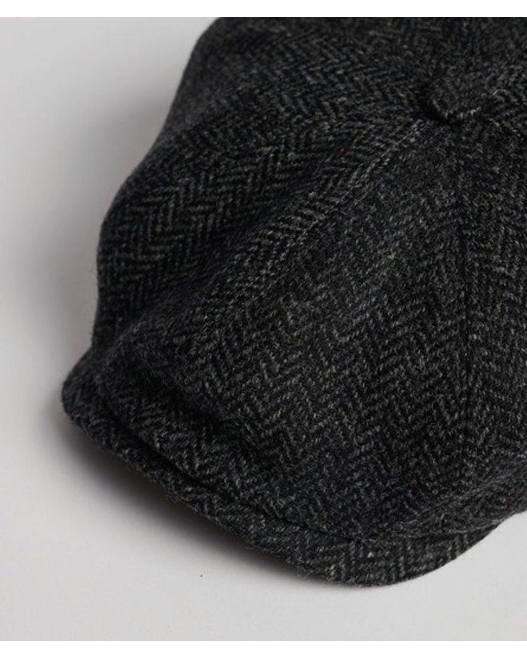 Superdry Green Fully Lined Herringbone Baker Boy Cap for men