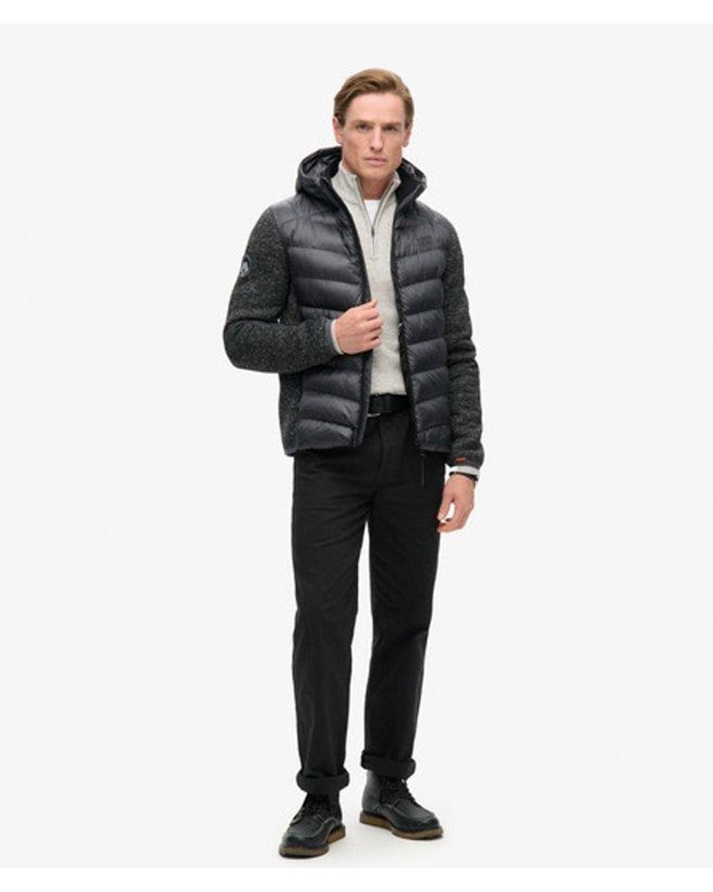 Superdry Gray & Co Hooded Knit Storm Hybrid Jacket for men