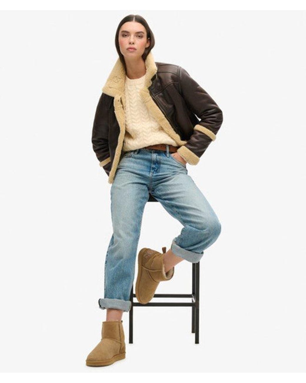 Superdry Natural & Co Suede Sherpa Ankle Boots