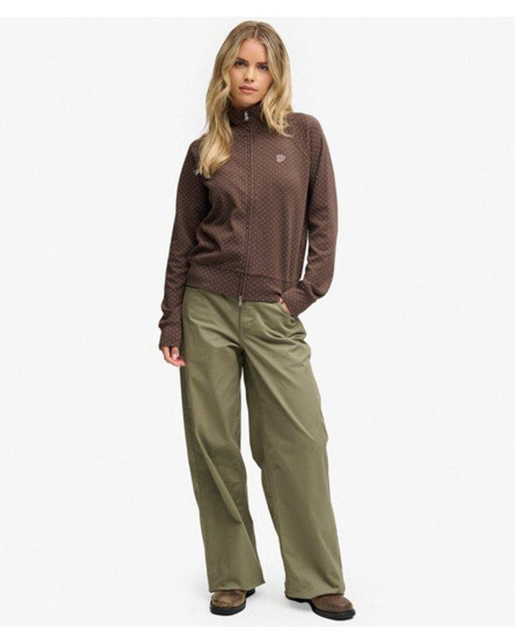 Superdry Brown Polka Dot Track Top