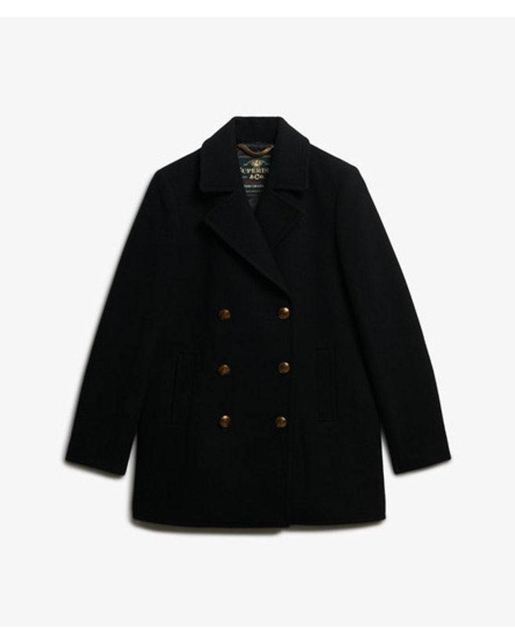 Superdry Black & Co Double Breasted Pea Coat