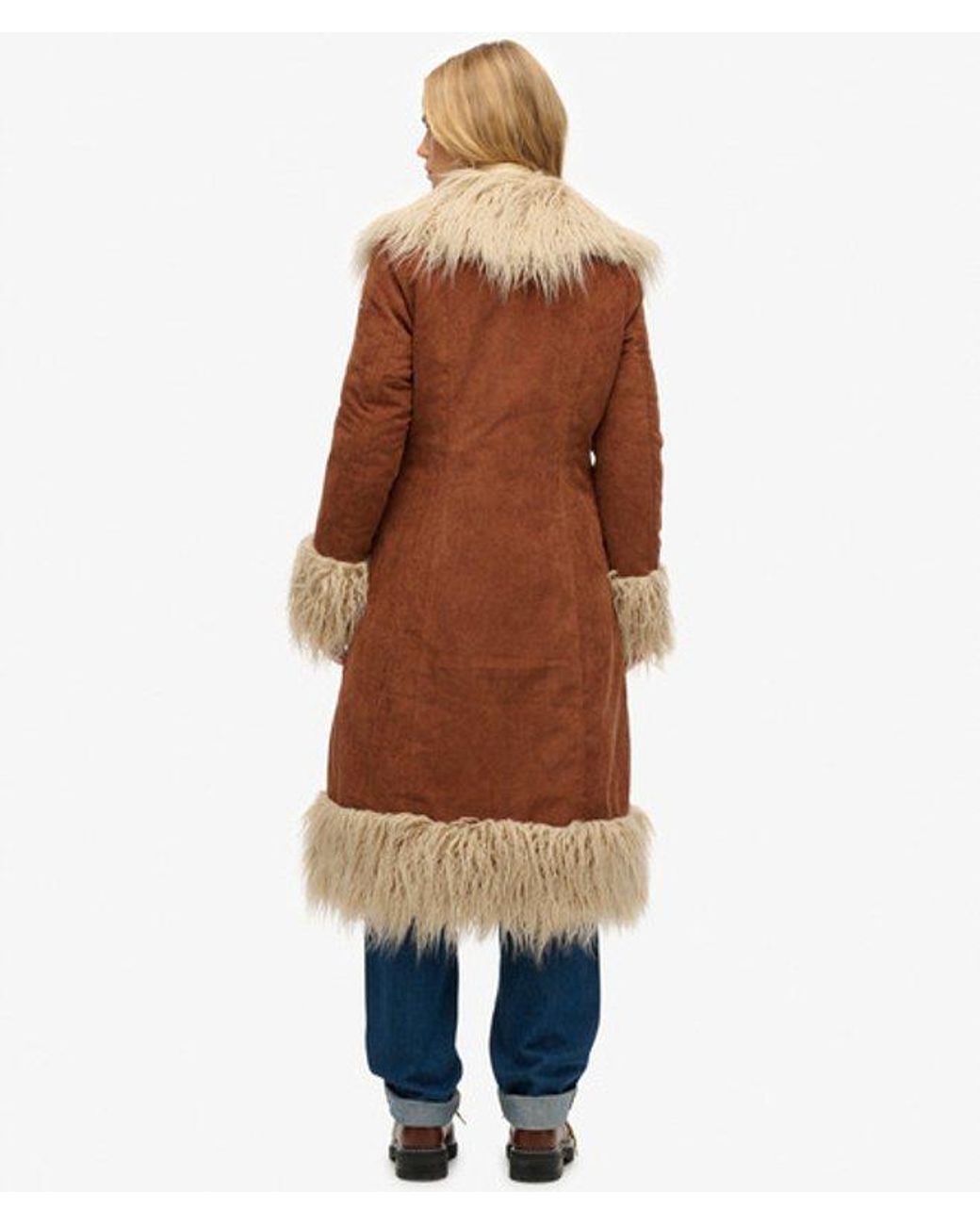 Superdry Brown Long Afghan Coat