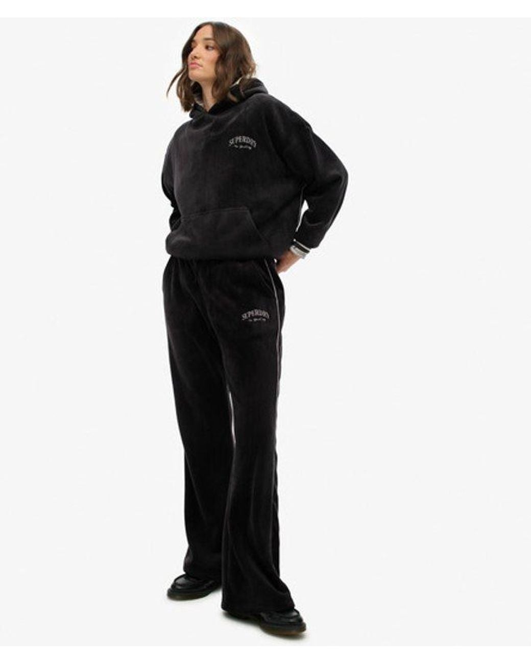 Superdry Black & Co Country Club Velour Straight joggers