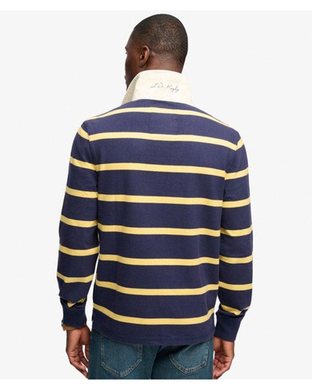 Superdry Blue & Co Athletic Stripe Rugby Top for men