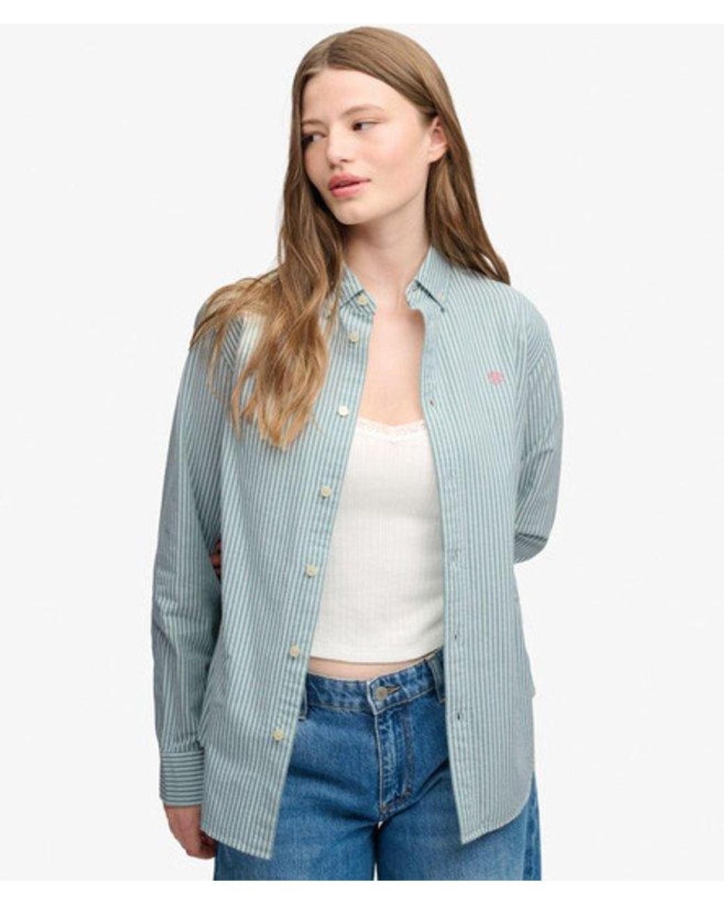 Superdry Blue & Co Slim Oxford Button Down Long Sleeve Shirt
