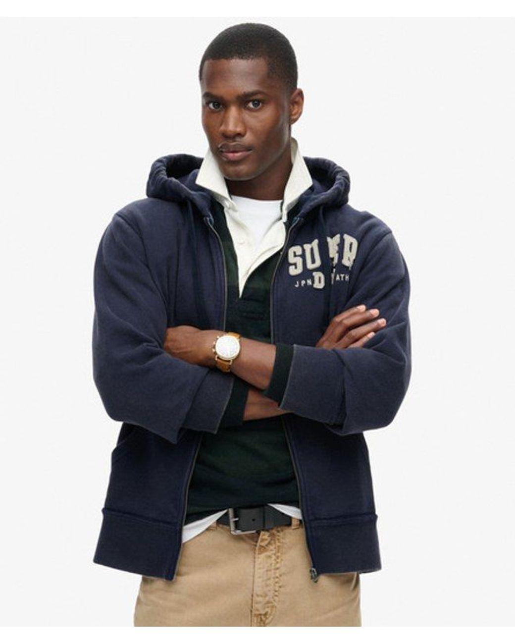 Superdry Blue & Co Vintage Athletic Zip Hoodie for men