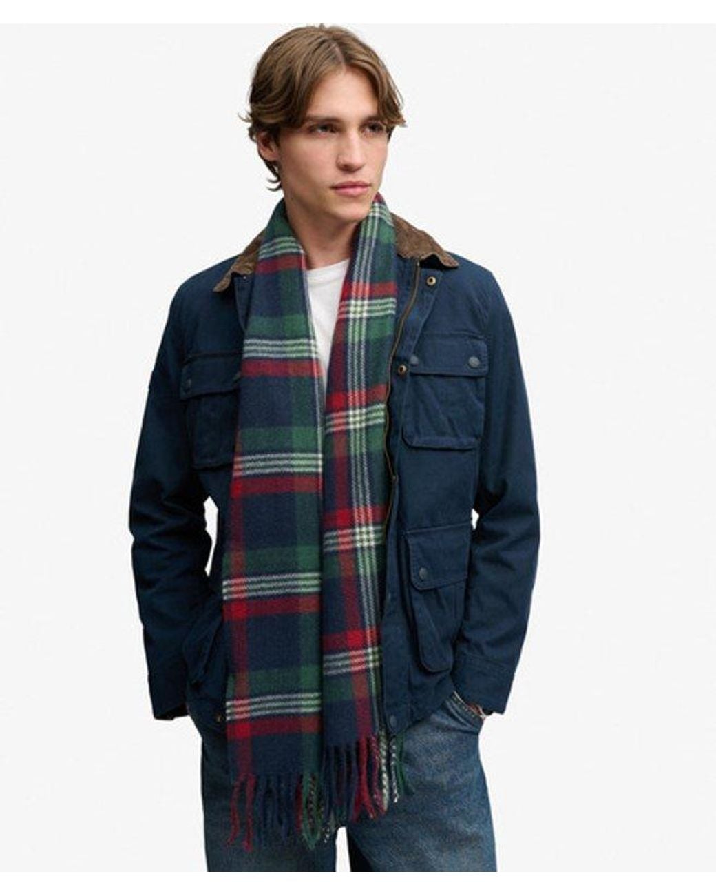 Superdry Blue Heritage Checked Scarf for men