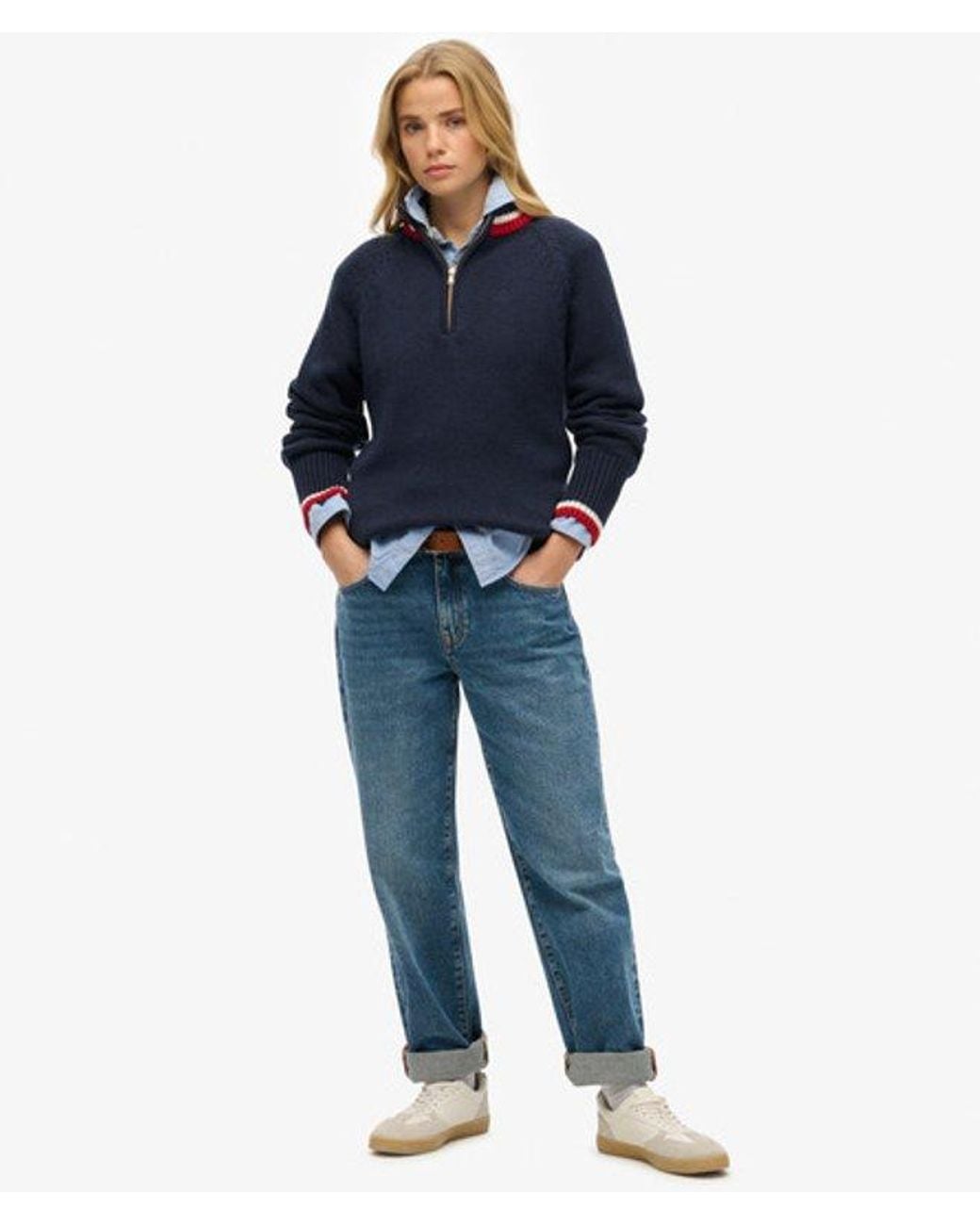 Superdry Blue & Co Tipped Half Zip Jumper