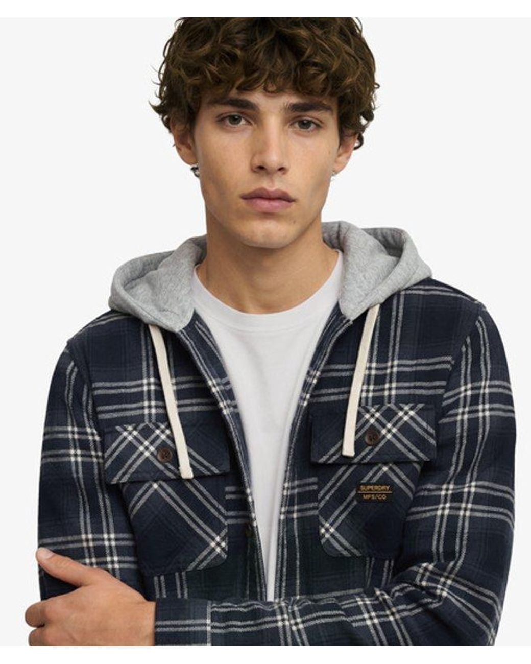 Superdry Blue & Co Surplus Hooded Check Shirt for men
