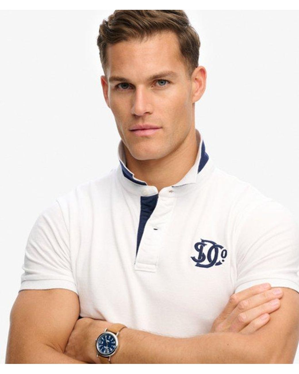 Superdry White & Co Pique Monogram Polo Shirt for men