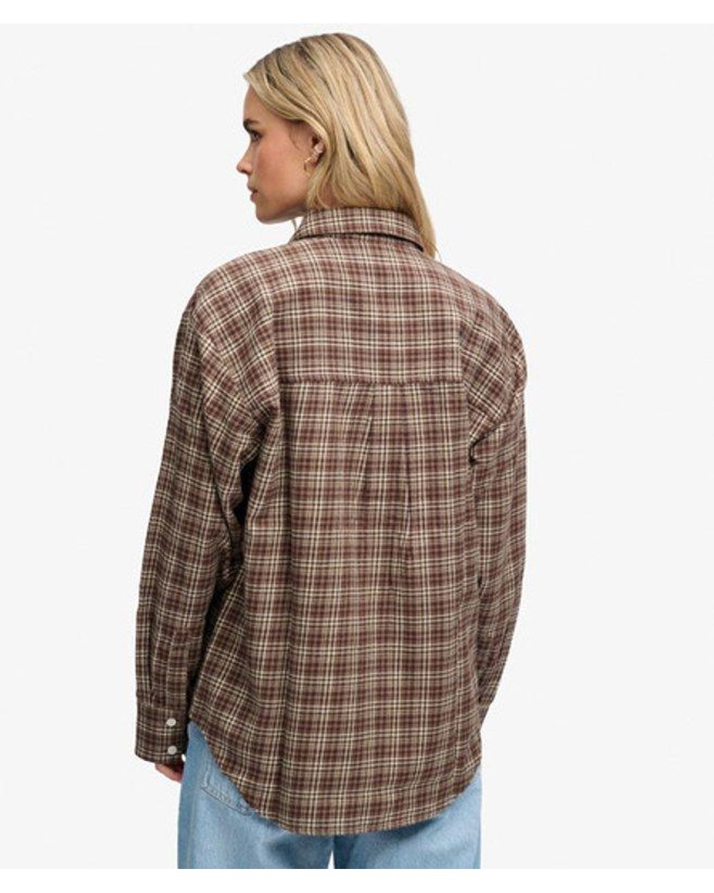 Superdry Brown Check Flannel Relaxed Shirt