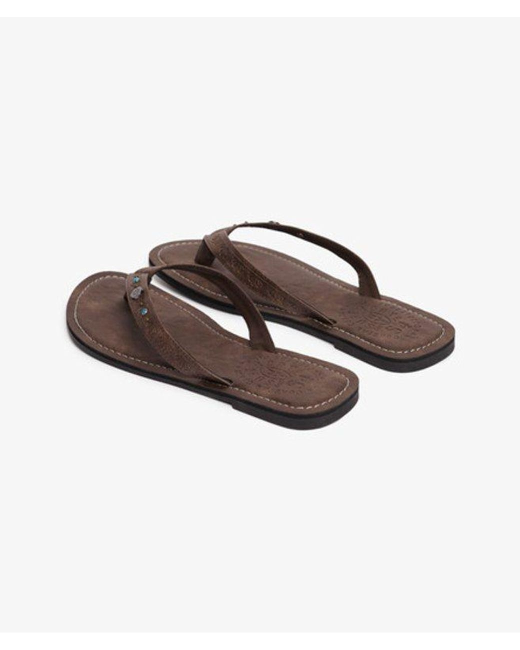 Superdry White & Co Faux Leather Embossed Flip Flops