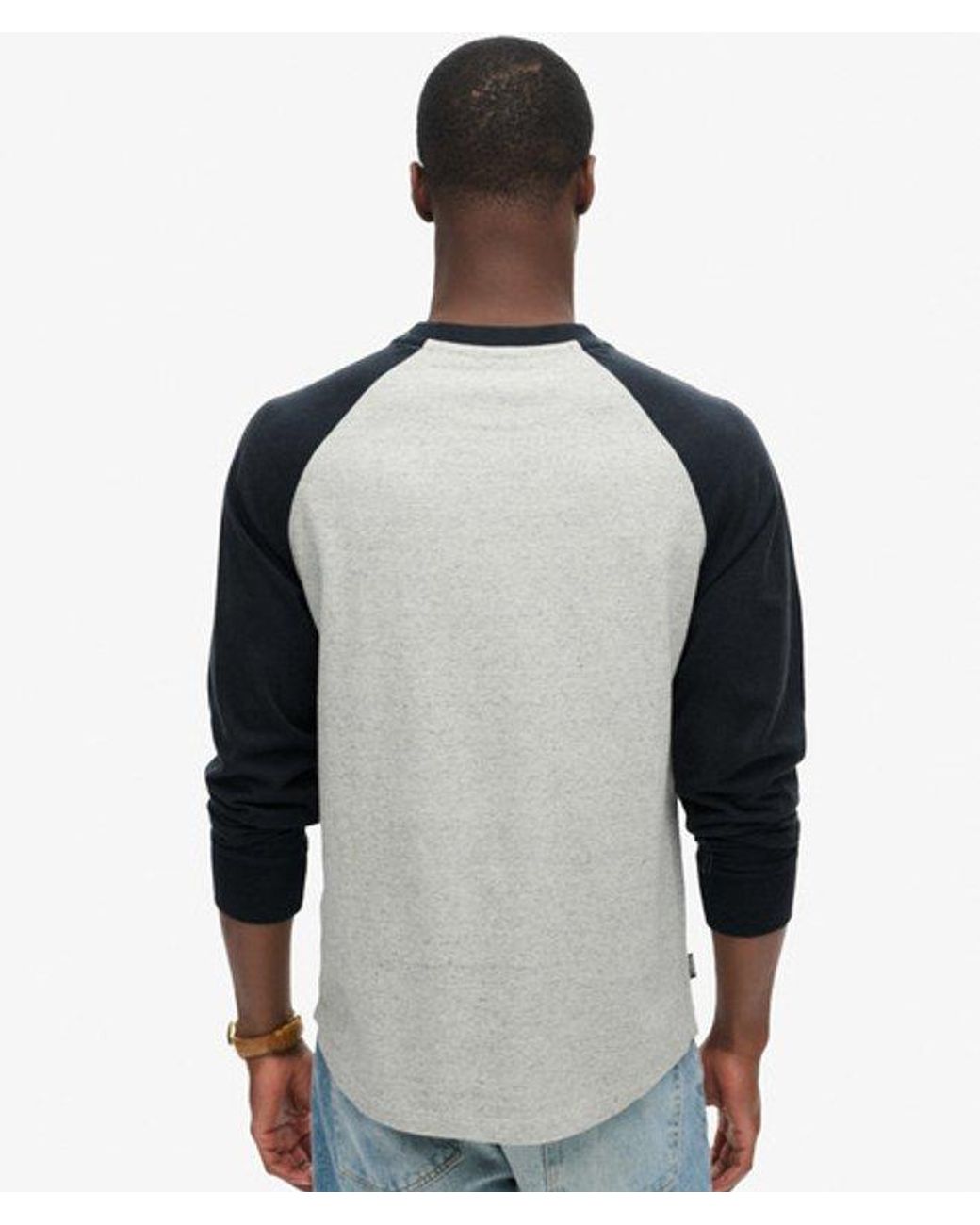 Superdry Black & Co Essential Logo Baseball Long Sleeve Top for men