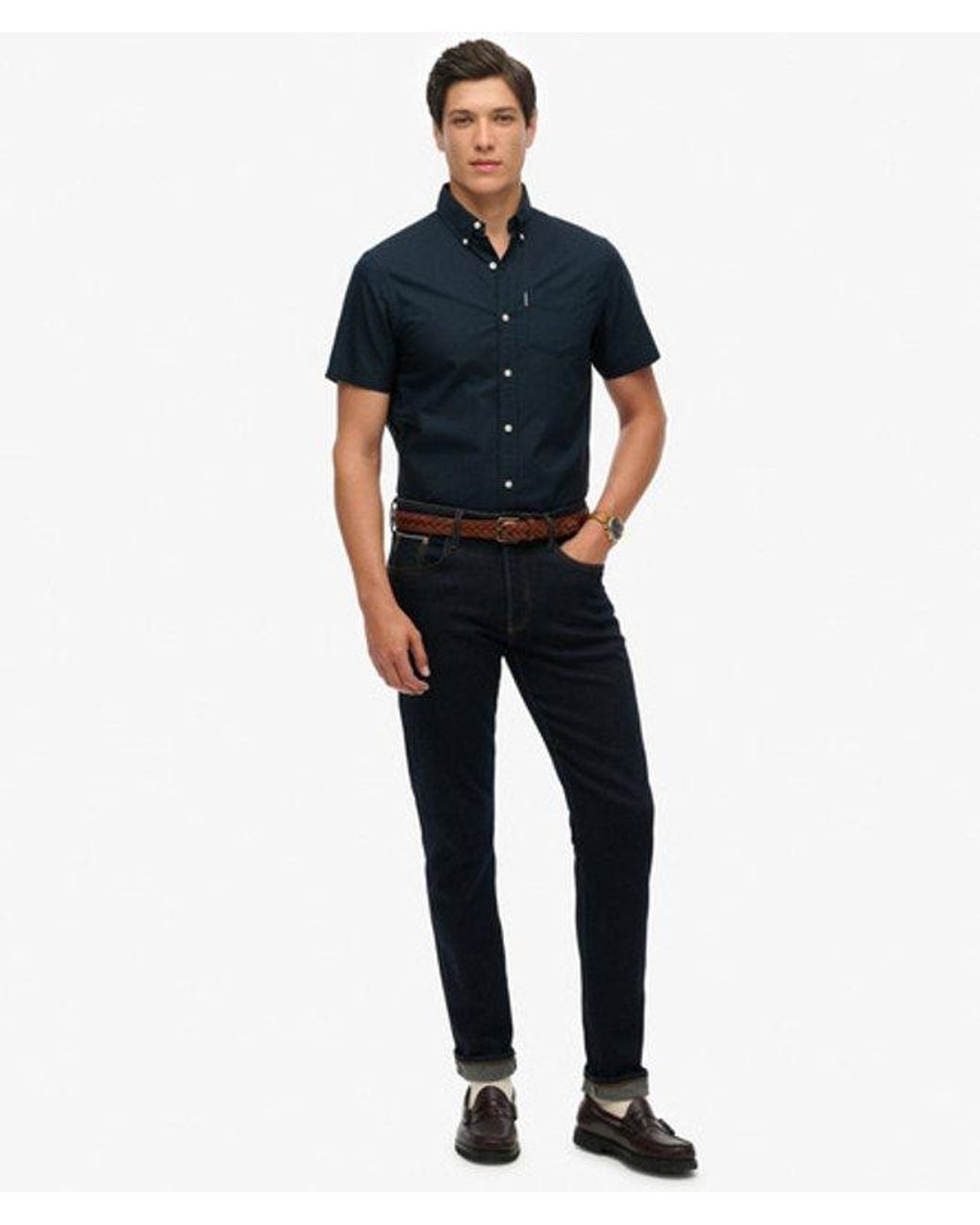 Superdry Blue & Co Oxford Short Sleeve Shirt for men