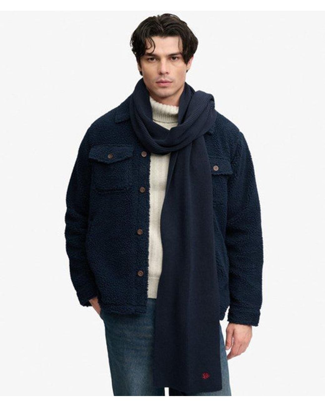 Superdry Blue Sd & Co Logo Knitted Scarf for men