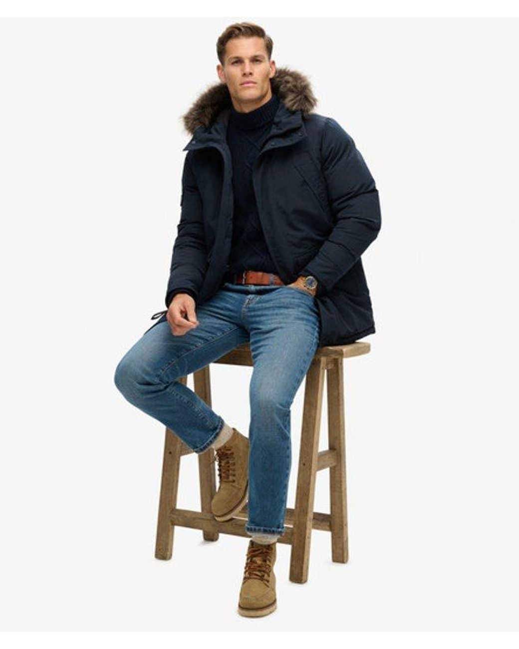 Superdry Blue & Co Everest Faux Fur Parka Jacket for men