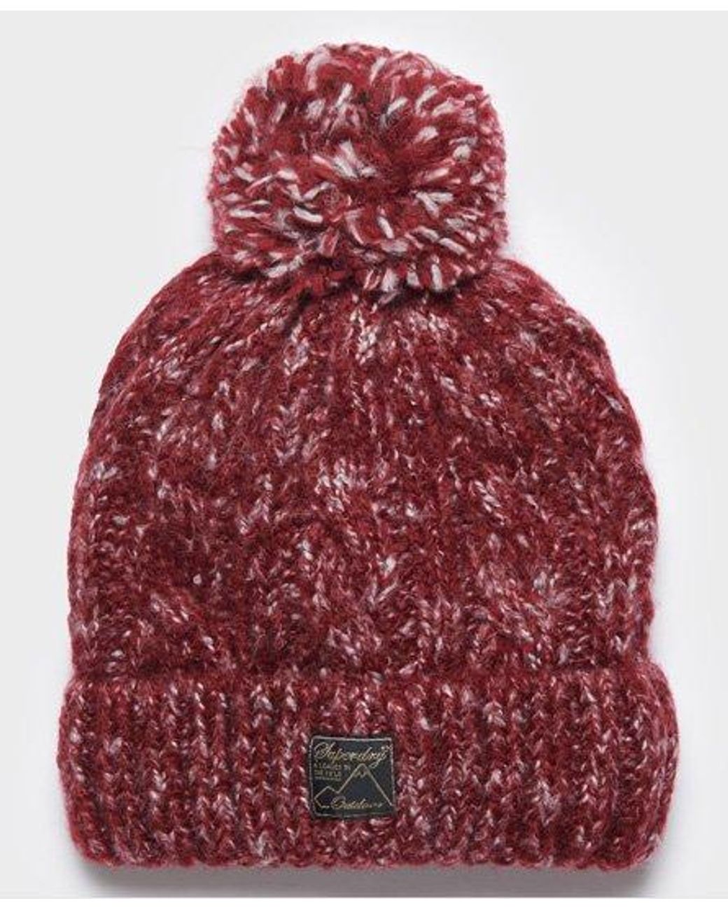 Superdry Tweed Cable Beanie in Red | Lyst