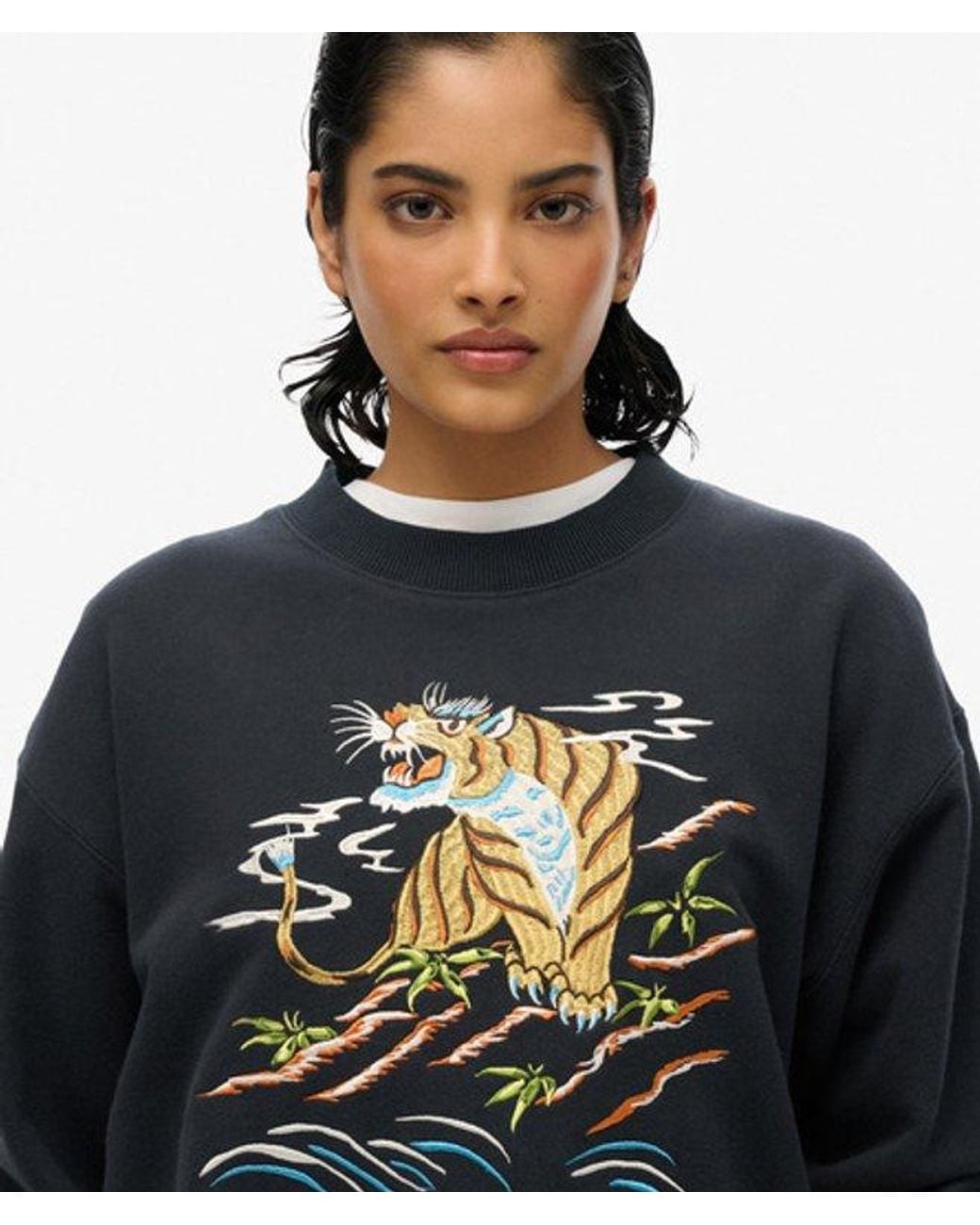 Superdry Black & Co Suika Embroidered Loose Crew Sweatshirt