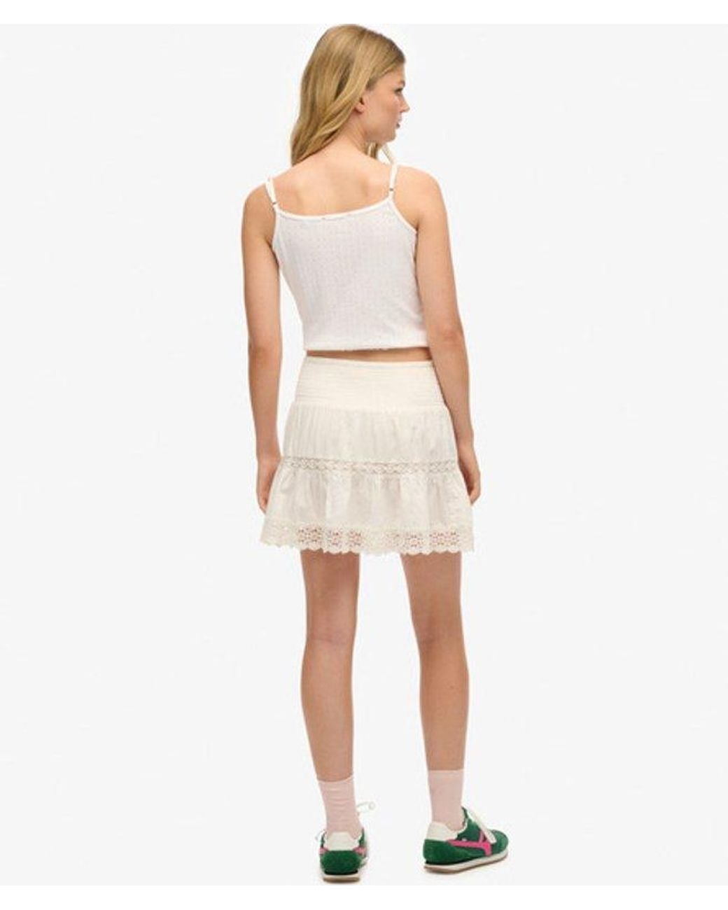 Superdry Natural & Co Ladies Loose Fit Textured Ibiza Lace Mix Mini Skirt