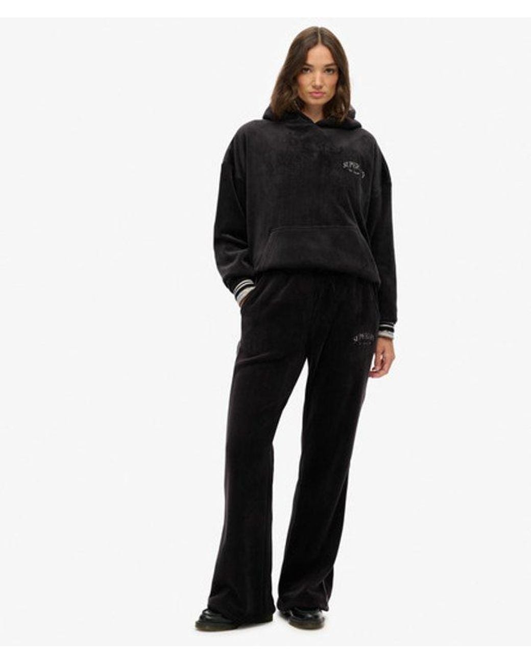 Superdry Black & Co Country Club Velour Straight joggers
