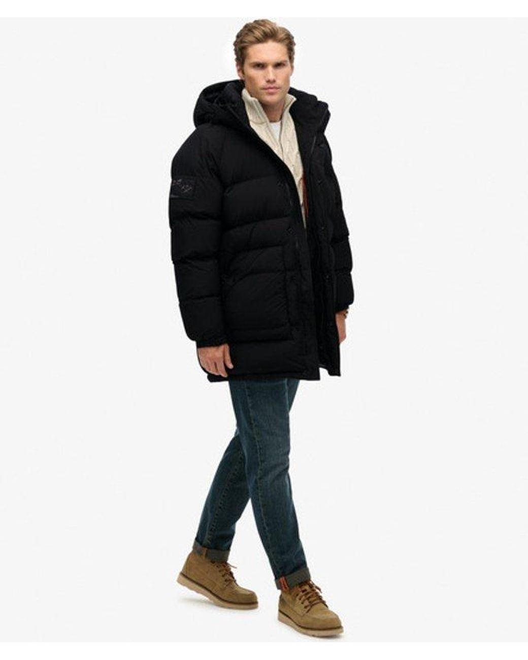 Superdry Black & Co Xpd Long Baffle Parka Jacket for men
