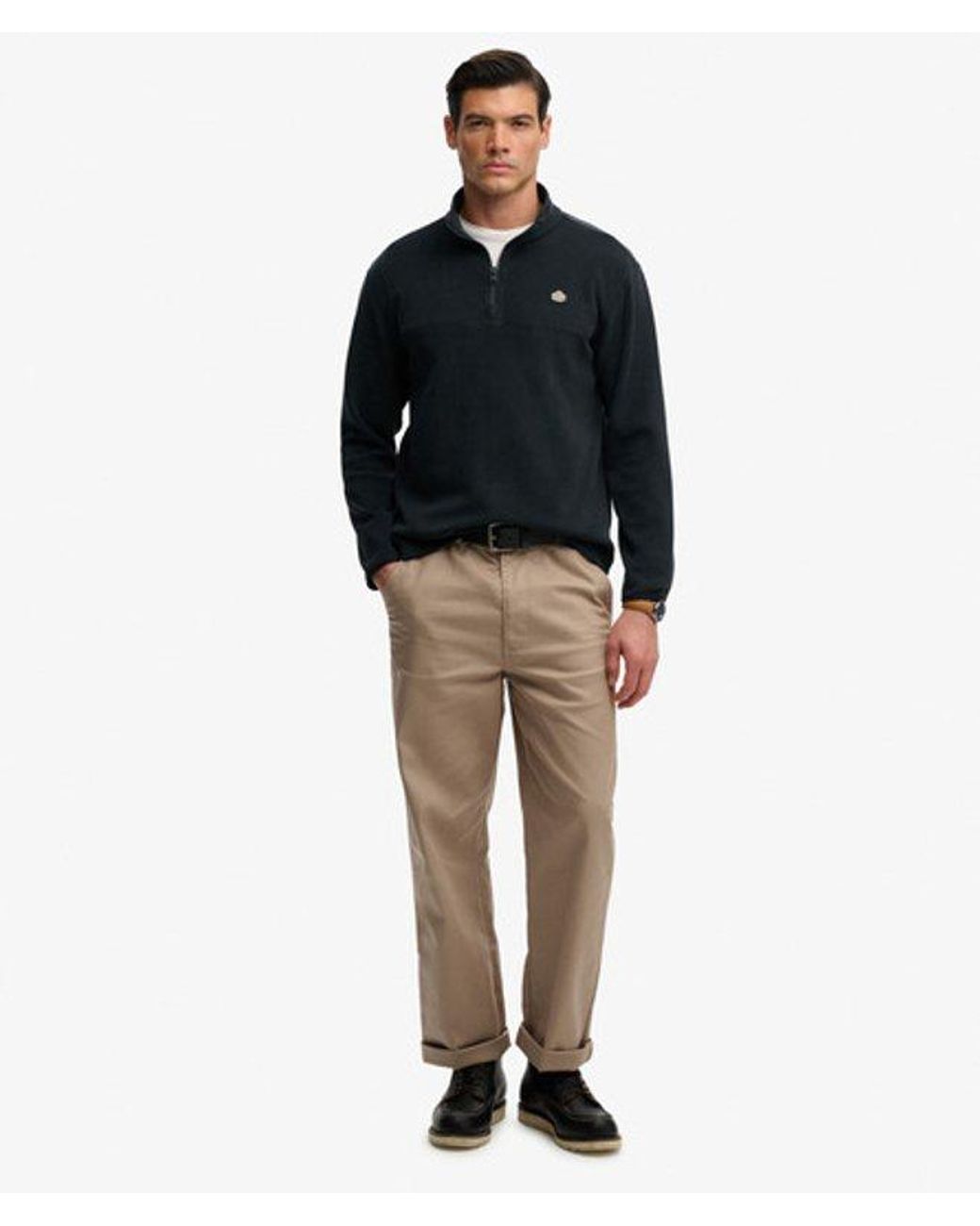 Superdry Black Expedition Fleece Half Zip for men