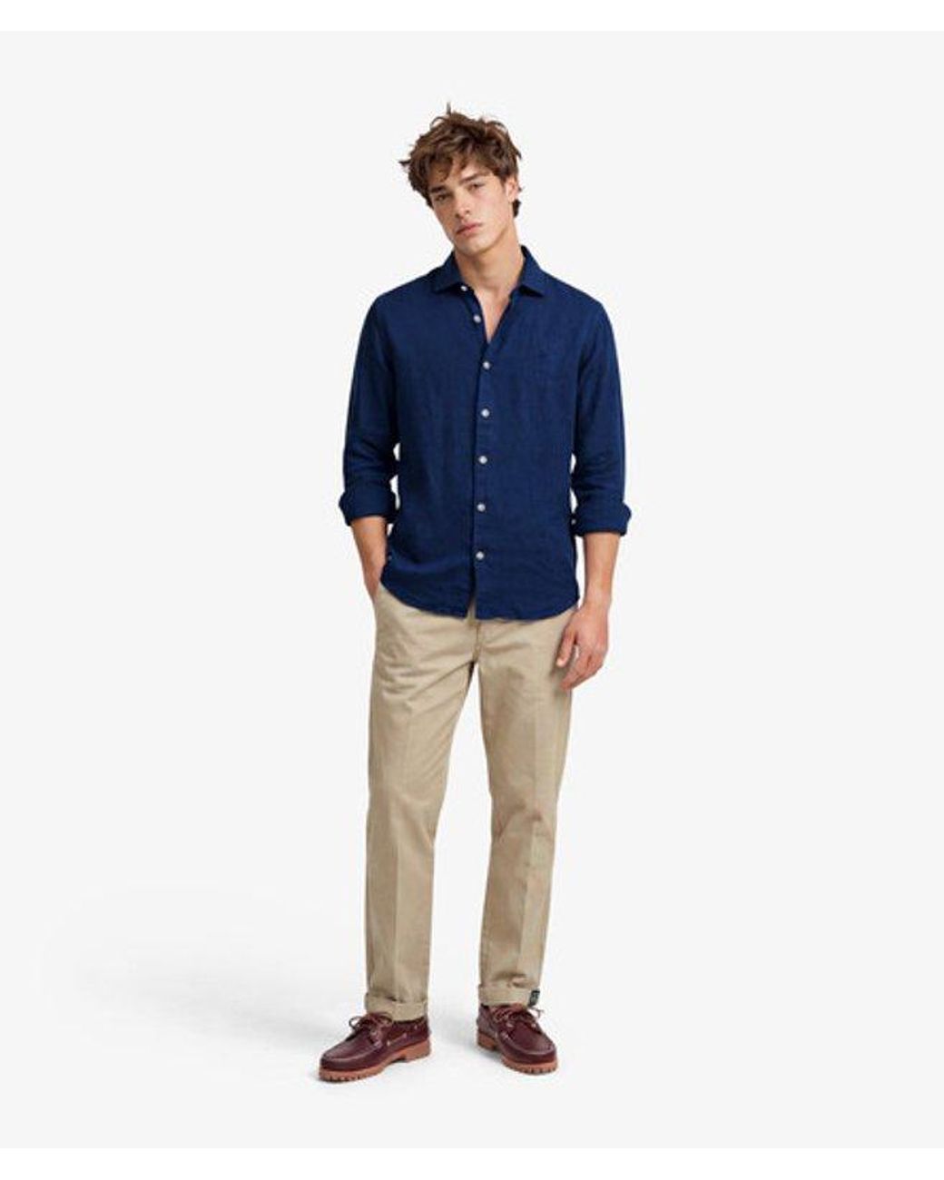 Superdry Blue & Co Riviera Long Sleeve Linen Shirt for men