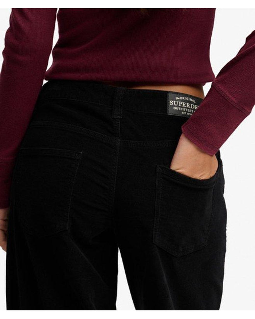 Superdry Red & Co Mid Rise baggy Corduroy Trousers