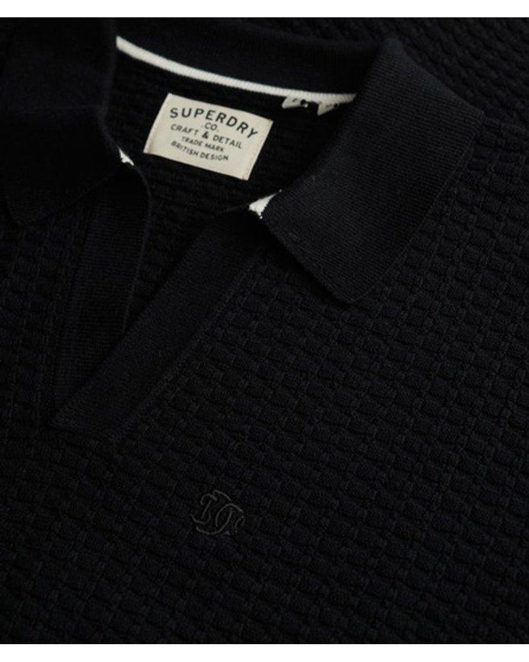 Superdry Black & Co Johnny Collar Knitted Polo Shirt for men