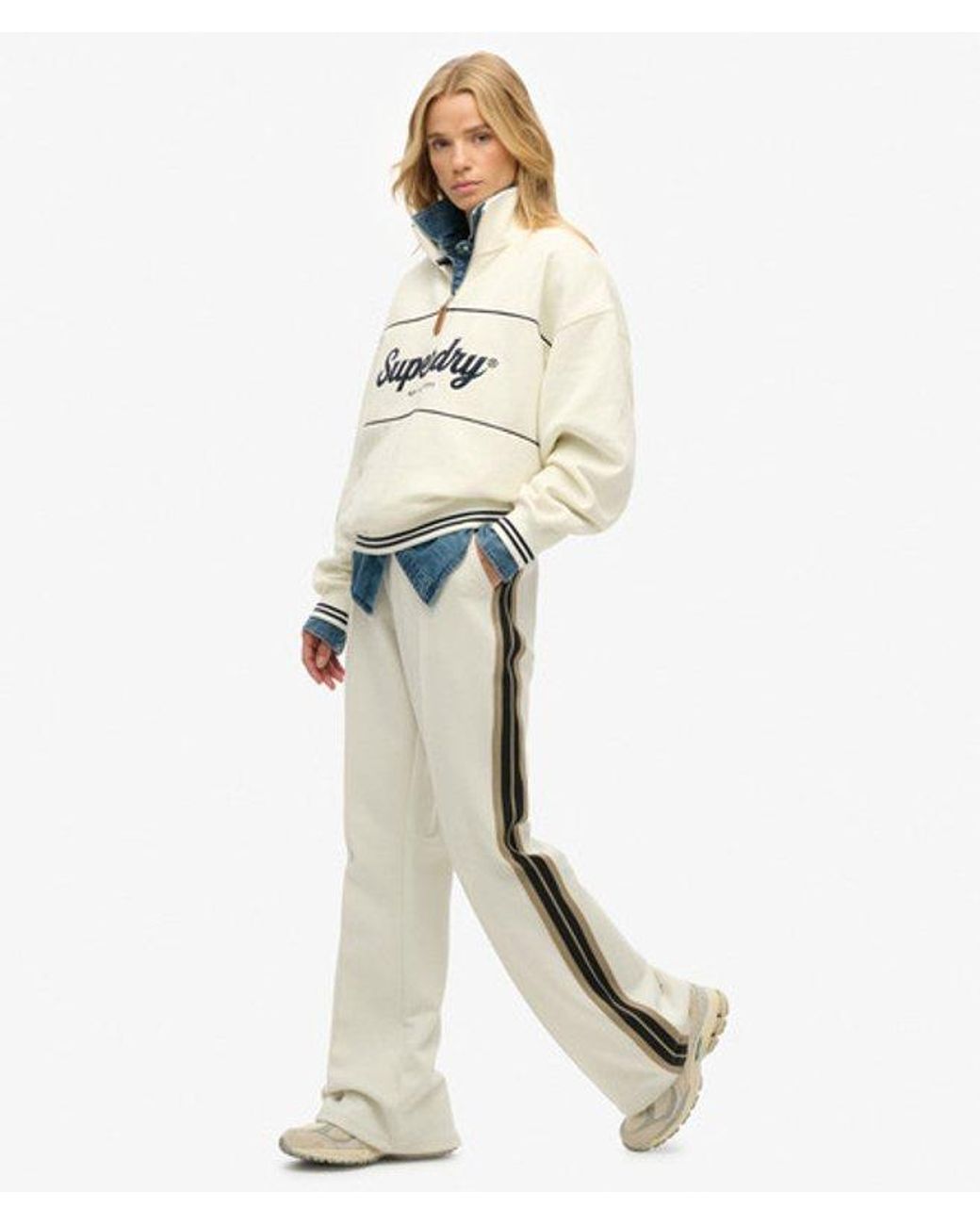 Superdry Studios Stripe Straight joggingbroek in het White