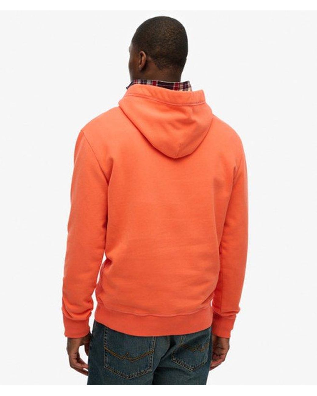 Superdry Essential Hoodie Met Logo En Halfgeborstelde Voering in het Orange voor heren