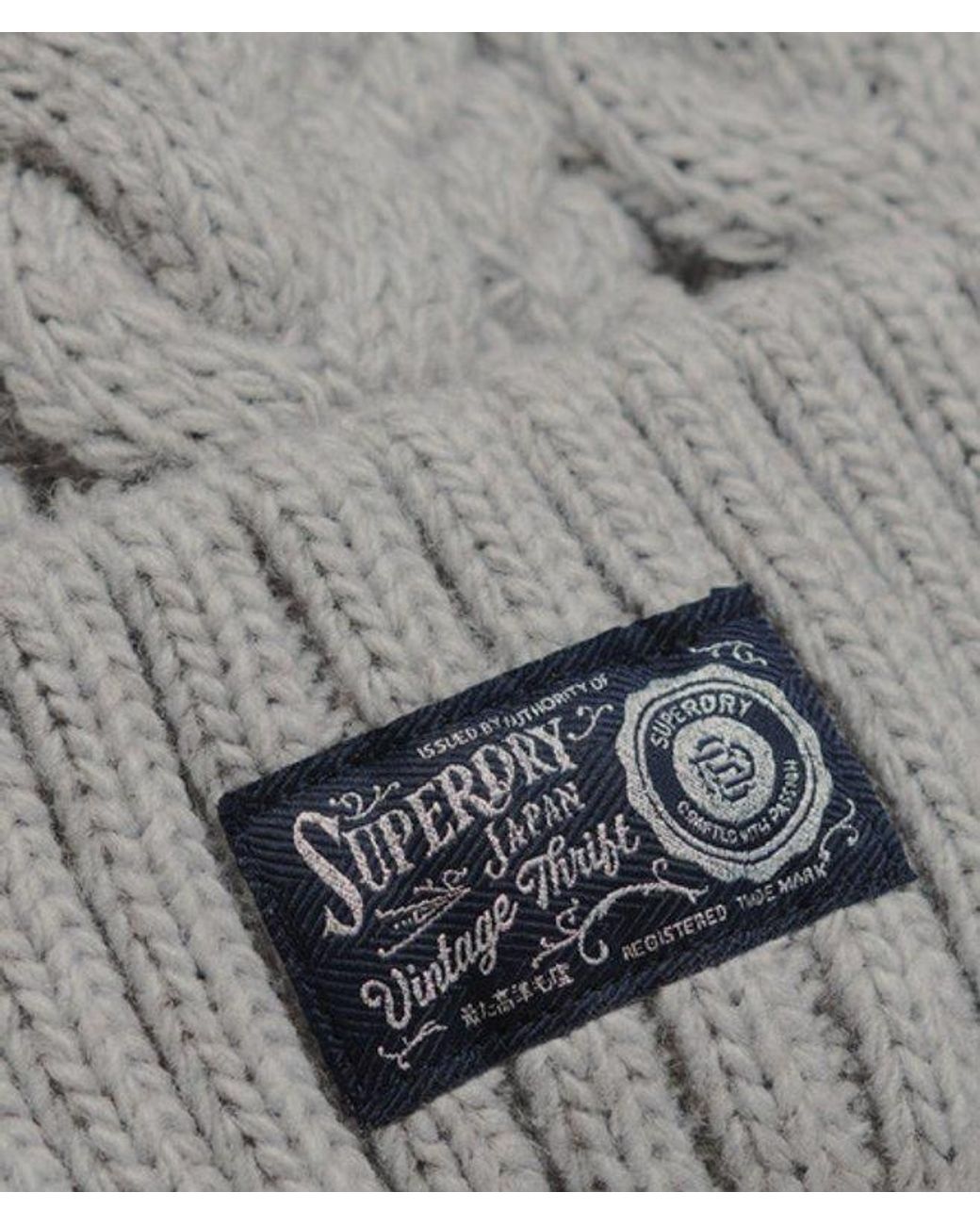 Superdry Gray & Co Cable Knit Chunky Beanie Hat