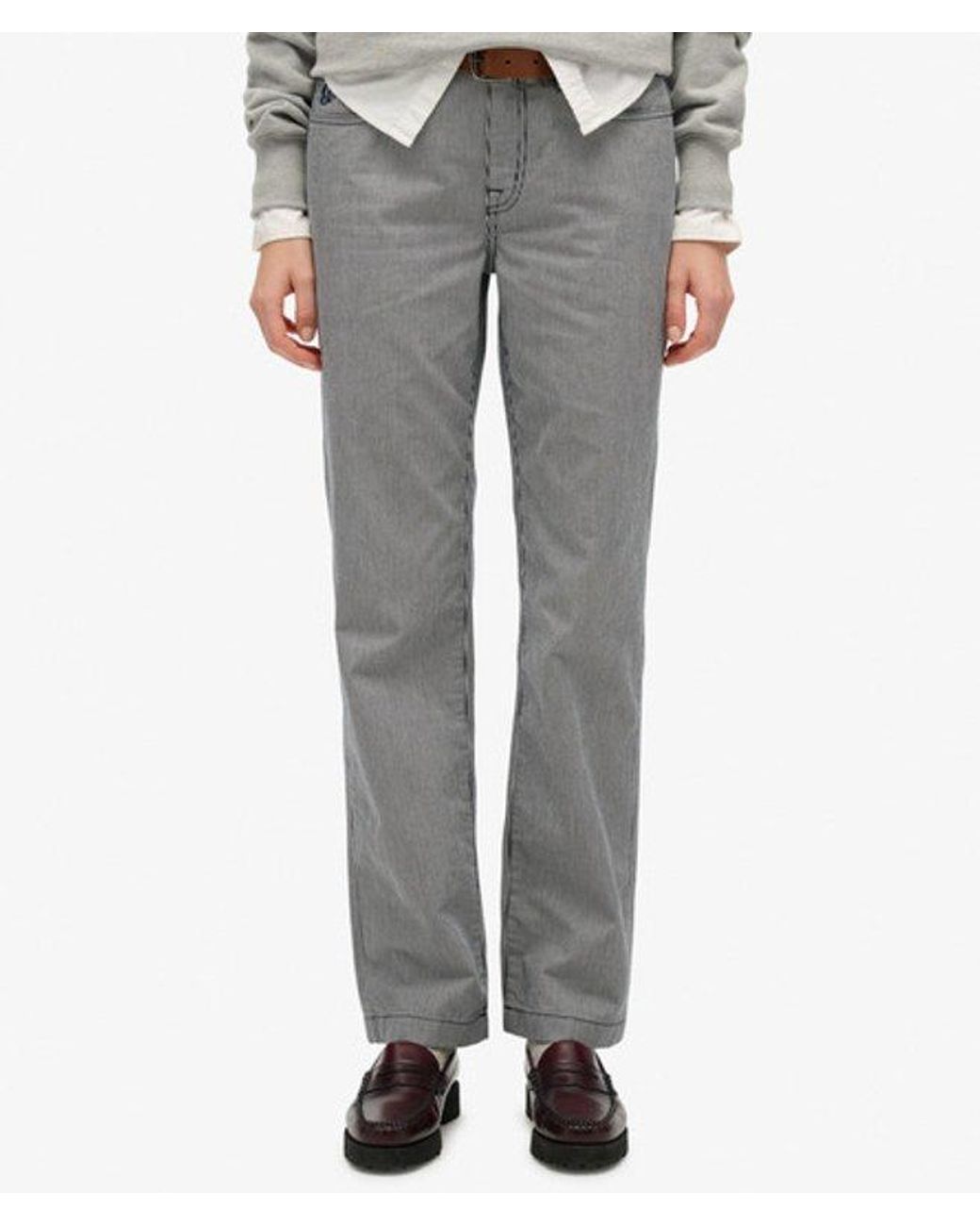 Superdry Gray & Co Mid Rise Straight Stripe Pants