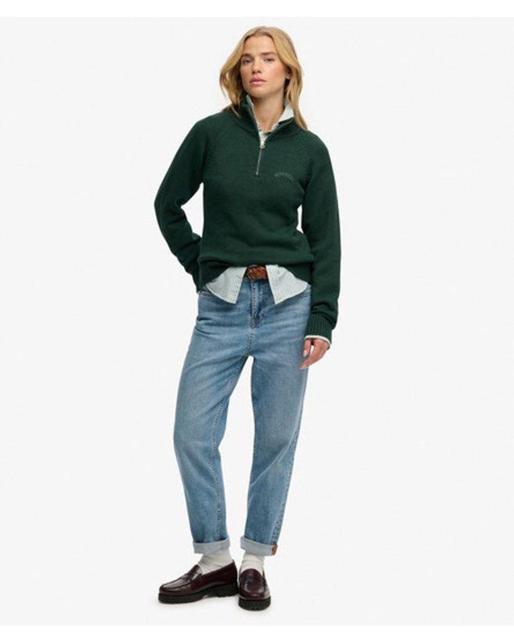 Superdry Green & Co Essential Half Zip Knit Jumper