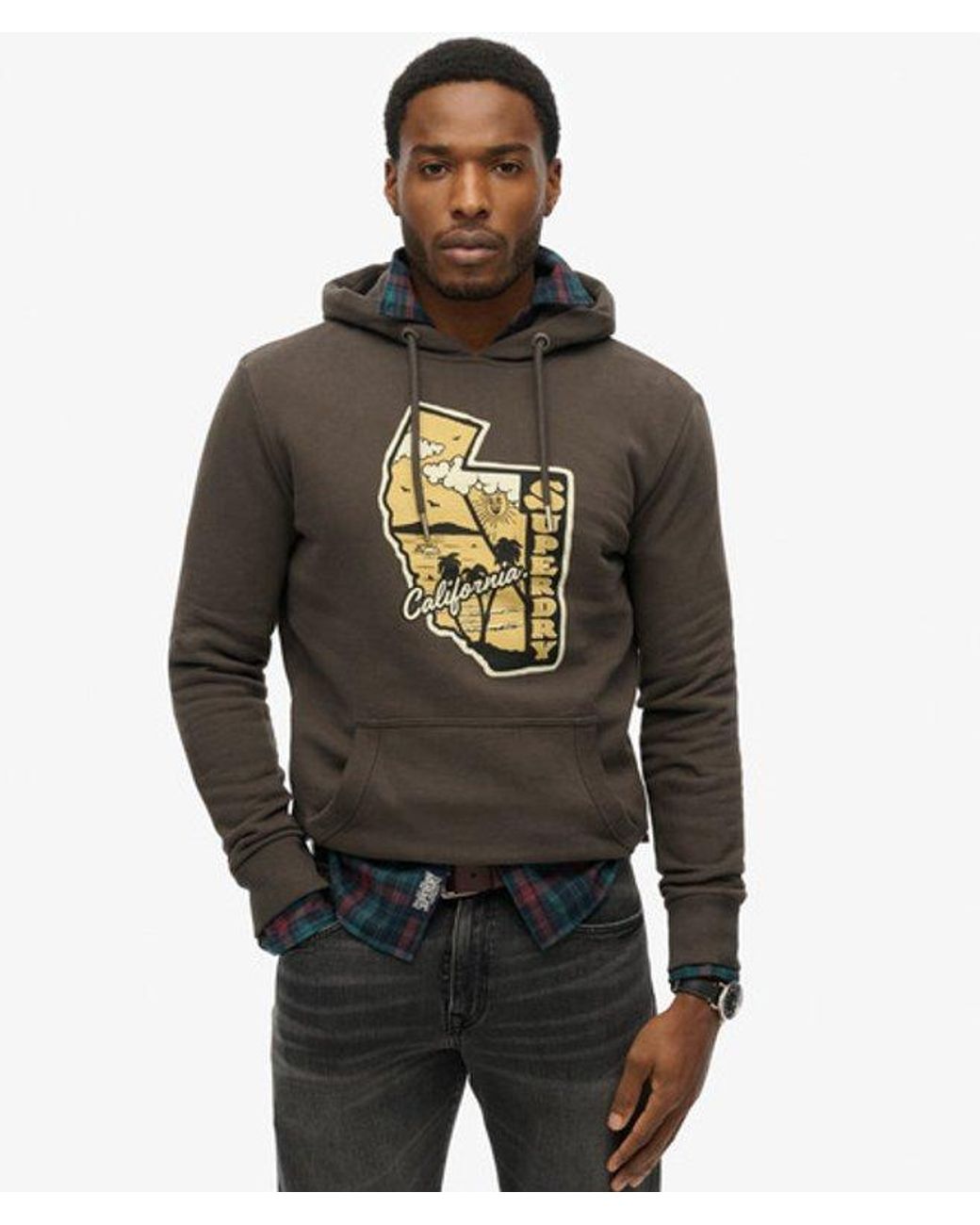 Superdry Gray Vintage Travel Hoodie for men