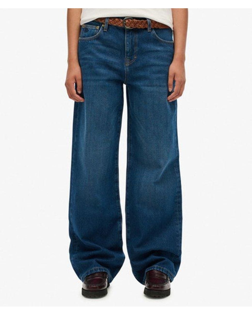Superdry Blue & Co Organic Cotton Mid Rise Wide Leg Jeans