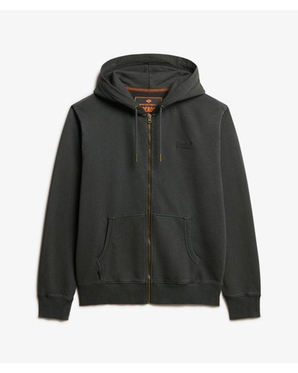Superdry Black & Co Essential Logo Washed Zip Hoodie for men