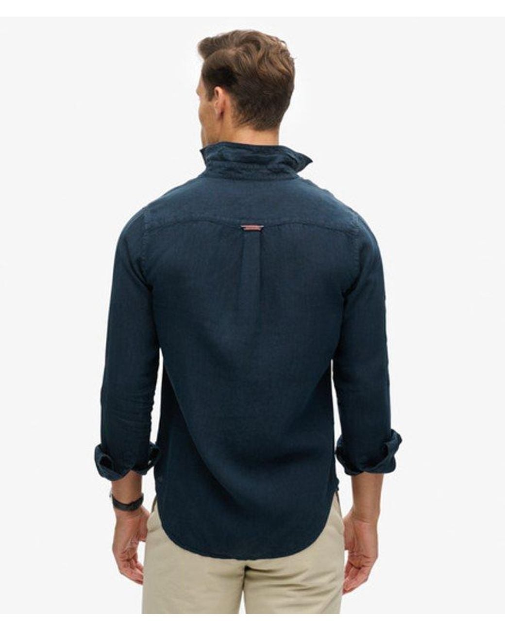 Superdry Blue & Co Casual Linen Long Sleeve Shirt for men