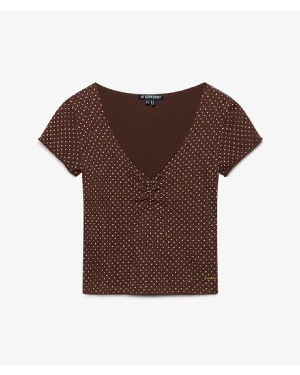 Superdry Brown & Co Athletic Essentials Gathered Pattern Top
