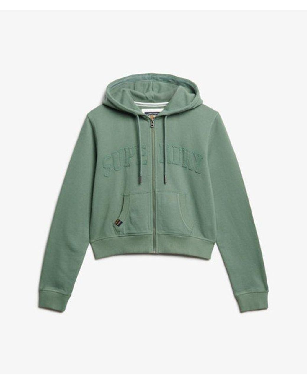 Superdry Green & Co Athletic Essentials Tonal Cropped Zip Hoodie