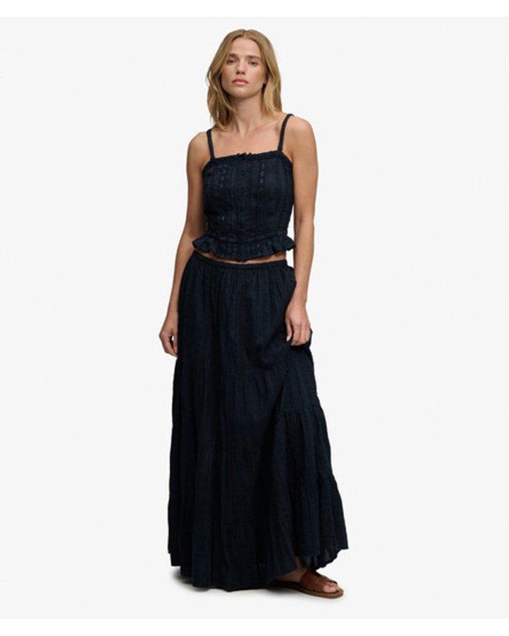Superdry Black & Co Tiered Maxi Skirt