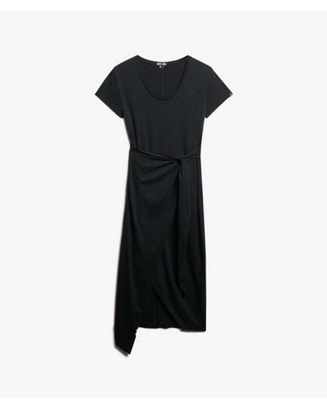 Superdry Black & Co Slub Midi Wrap Dress