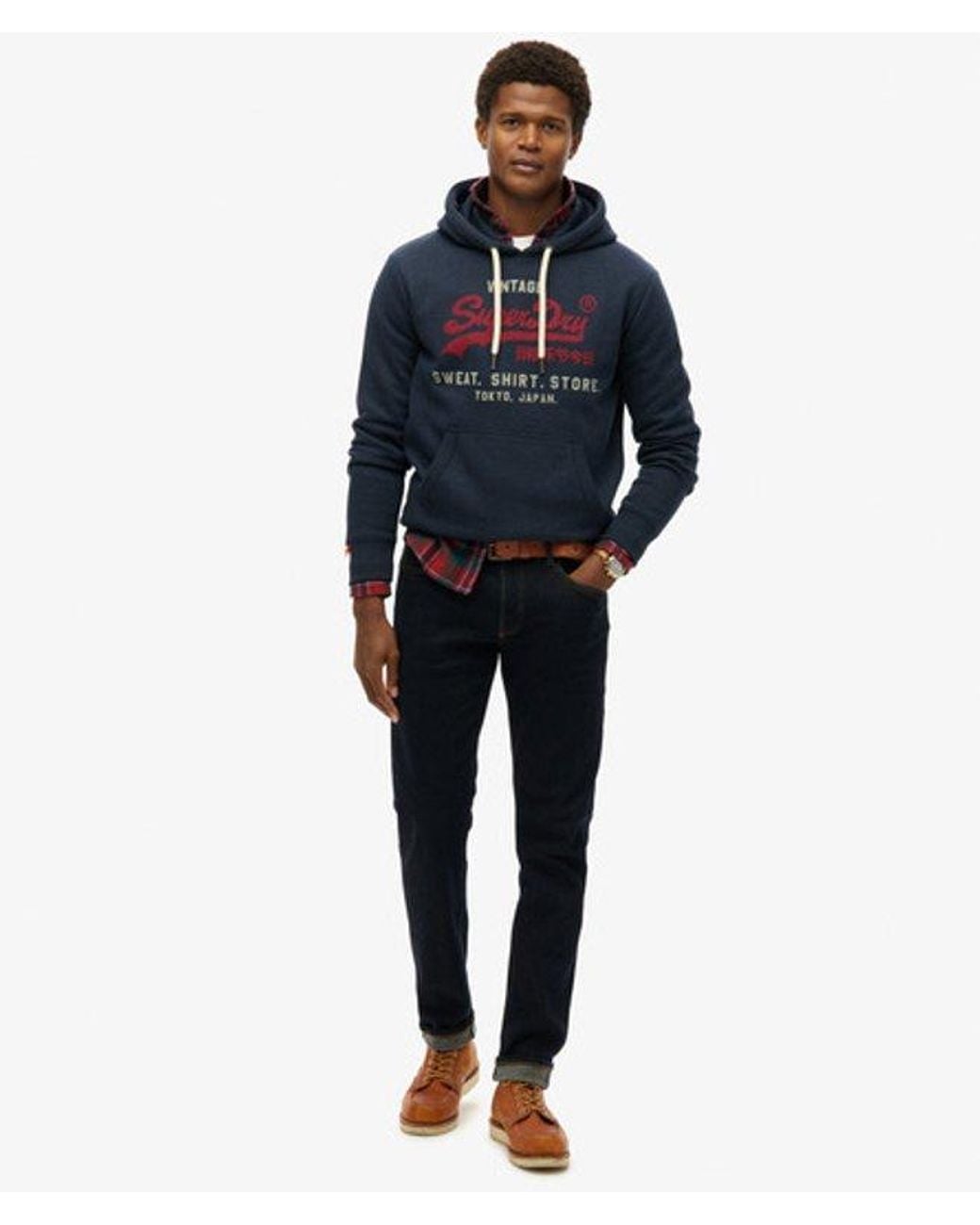 Superdry Heritage Hoodie Met Vintage Logo En Relaxte Pasvorm in het Blue voor heren